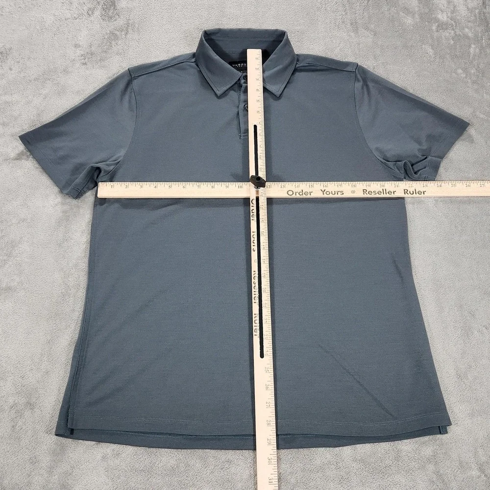 Unbound Merino Polo Shirt Mens Large Gray Solid Merino Wool Blend Knit Casual